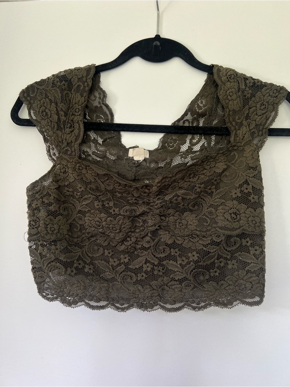Garage Olive Floral Lace Cropped Camisole